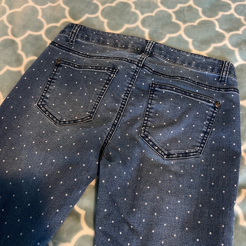 Forever 21 Women's Blue Polka Dot Jeans - Picture 7 of 7